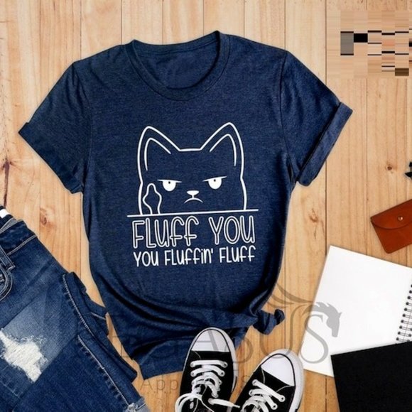 LaNess Tops - Fluff You You Fluffin Fluff, Fluff You You Fluffin Navy Shirt